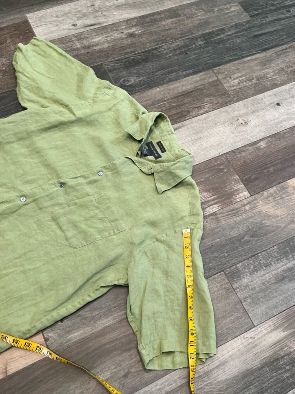 Banana Republic Men 100% Irish Linen Short Sleeve Button Shirt Size XL Olive